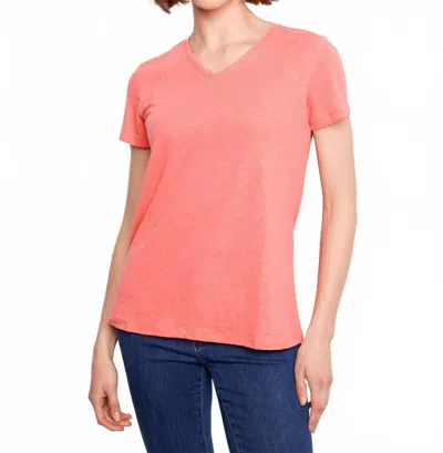 Charlie B Linen Blend V-neck T-shirt In Sorbet In Pink