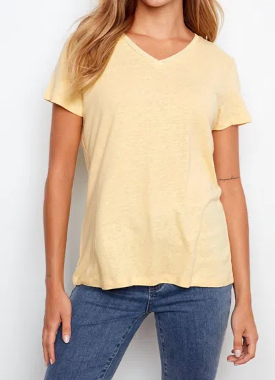 Charlie B Linen Blend V-neck T-shirt In Sunshine In Yellow