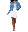 Charlie B Linen Blend With Frayed Edges Jacket In Denim In Blue