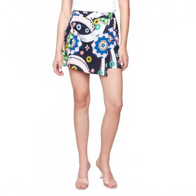 Charlie B Linen Blend Wrap Skort In Tiles Print In Multi