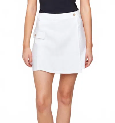 Charlie B Linen Blend Wrap Skort In White
