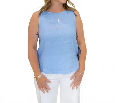 Charlie B Linen Blouse With Side Buttons In Blue