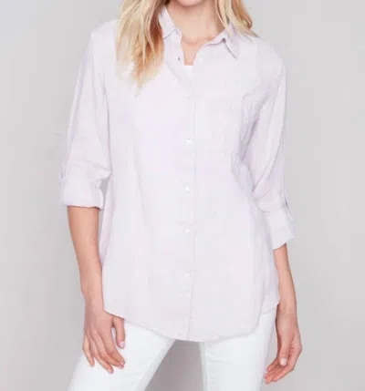 Charlie B Linen Button Down Shirt In Lavender In Purple