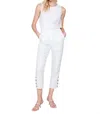 Charlie B Flare Color Twill Pants In White In Grey