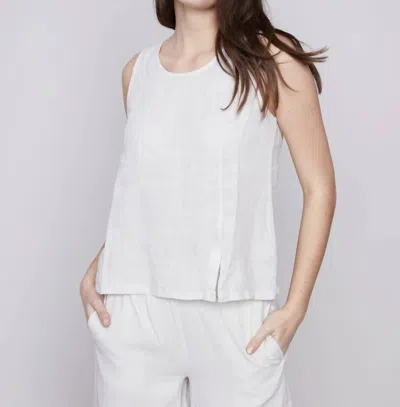 Charlie B Linen Shell Top In Natural In White