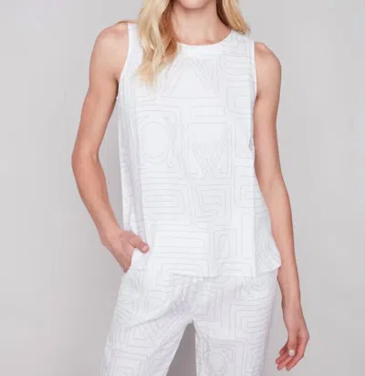 Charlie B Linen Slss Top In Gray In Grey