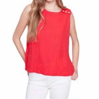 Charlie B Linen Tank Top In Cherry In Red