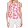 Charlie B Linen Floral Tank In Multi In Pink