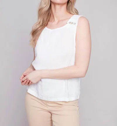 Charlie B Linen Top In White