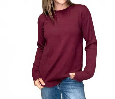 Charlie B Londonderry Crew Neck Sweater In Cabernet In Red