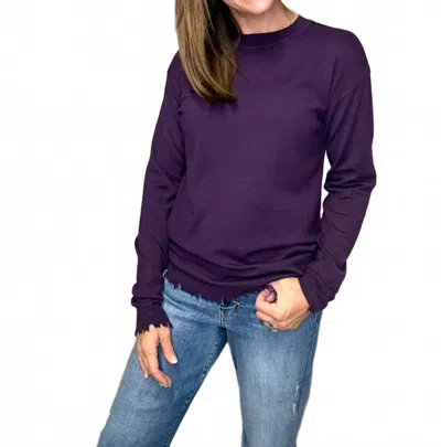 Charlie B Londonderry Crew Neck Sweater In Plum In Blue