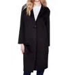 Charlie B Long Boiled Wool Coat In Black In Black