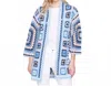 Charlie B Long Crochet Cardigan In Denim In Blue