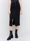 Charlie B Long Denim Midi Skirt In Charcoal