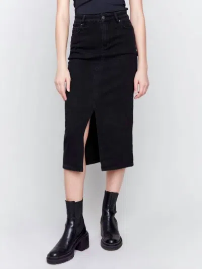 Charlie B Long Denim Midi Skirt In Charcoal