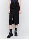 Charlie B Long Denim Midi Skirt In Charcoal In Black