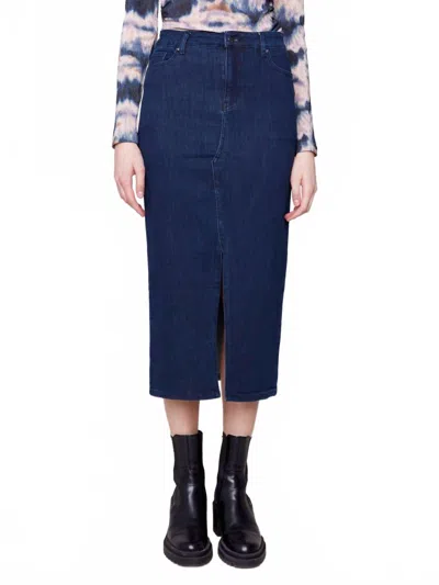 Charlie B Long Denim Skirt In Blue Black