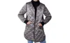 Charlie B Long Iridescent Quilted Jacket In Spruce In Gray