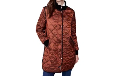 Charlie B Long Quilted Puffer Jacket In Cinnamon In Brown