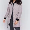 Charlie B Long Quilted Jacket In Taupe In Grey
