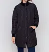 Charlie B Long Quilted Puffer Jacket In Black In Black