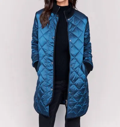 Charlie B Long Quilted Puffer Jacket In Peacock