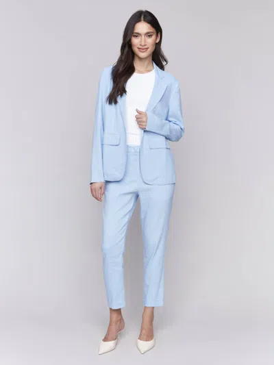 Charlie B Long Sleeve Blazer Jacket In Bluebell