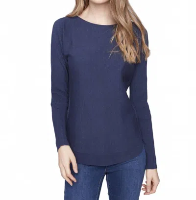 Charlie B Long Sleeve Boat Neck Sweater In Denim In Multi