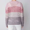 Charlie B Long Sleeve Fishnet Sweater In Port In Red