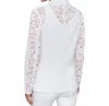 Charlie B Long Sleeve Lace Blazer In White In White