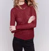 Charlie B Long Sleeve Mock Neck Top In Red In Burgundy