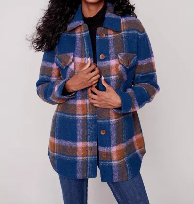 Charlie B Long Sleeve Pockets Shirt Jacket In Denim In Multi