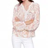 Charlie B Printed Linen Blend Blouse In Papaya In Brown