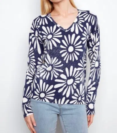 Charlie B Long Sleeve Reversible Nautique Sweater In Blue In Multi