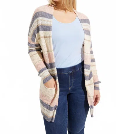CHARLIE B LONG SLEEVE STRIPED CARDIGAN IN MULTI PASTEL