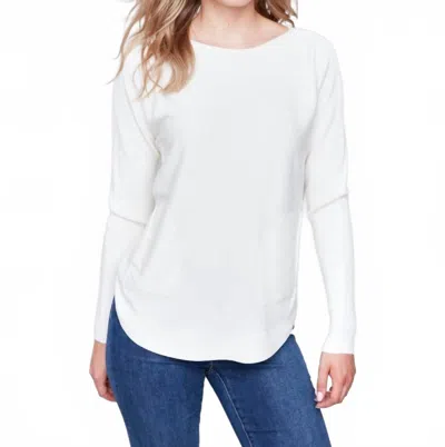 Charlie B Long Sleeve Sweater With Back Eyelet Detail In Ecru In White