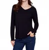 Charlie B Long Sleeve V-neck Sweater In Black In Black