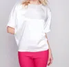 Charlie B Loose Satin Jersey Combo Top In White In White