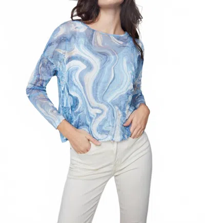 Charlie B Mesh Crinkle Top In Ocean In Multi
