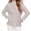 Charlie B Metallic Cable Knit Sweater In Champagne In White