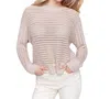 Charlie B Metallic Fishnet Dolman Sweater In Champagne