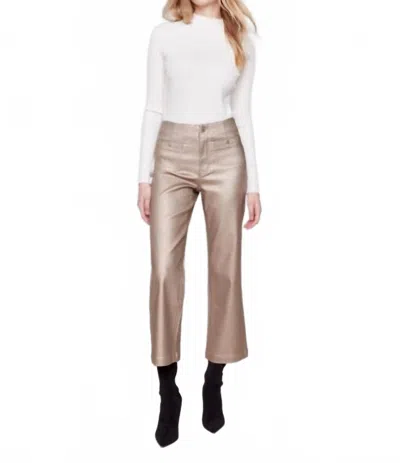Charlie B Metallic Flare Leg Pants In Beige