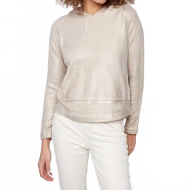Charlie B Metallic Knit Hoodie Sweater In Champagne In Neutral