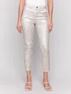 Charlie B Metallic Print Twill Pants In Zebra In Multi