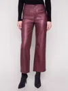 Charlie B Metallic Wax Flared Pant In Cabernet In Red