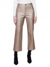 Charlie B Metallic Wax Flared Pants In Bronze In Gold