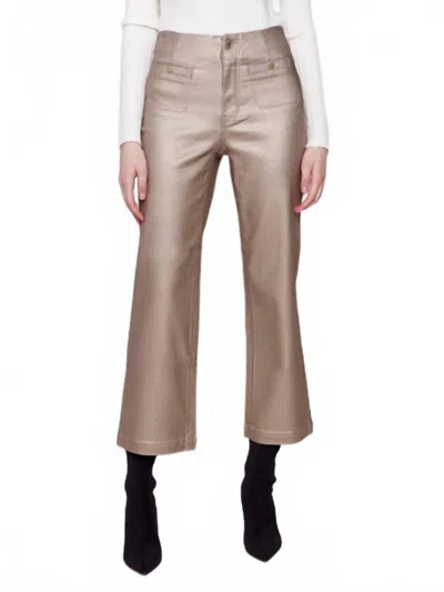 CHARLIE B METALLIC WAX FLARED PANTS IN BRONZE
