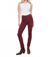 Charlie B Mid-rise Cuff Hem Pant In Cabernet In Burgundy
