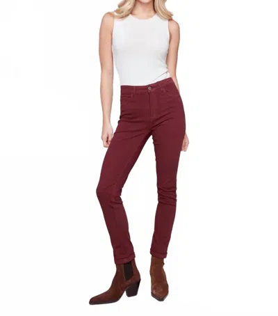 Charlie B Mid-rise Cuff Hem Pant In Cabernet In Burgundy