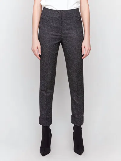 Charlie B Milan Tweed Pants In Charcoal In Pink
